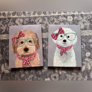 Fab Funky Quirky Dog Canvas Art with Glasses and Bows